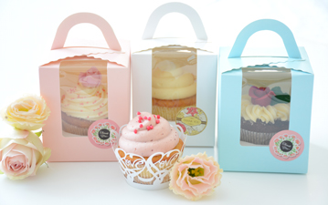 Cupcake doboz, kék, rózsaszín, fehér,  esküvői köszönetajándék, vendégajnándék, ajándékdoboz, köszönőajándék